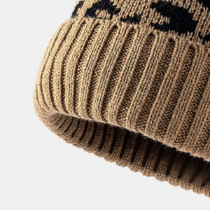 Leopard Pom-Pom Cuffed Beanie