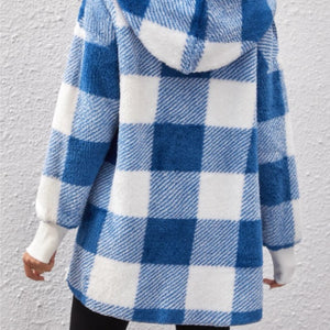 Plaid Long Sleeve Hooded Coat