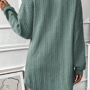 Textured Pocketed Open Front Long Sleeve Cover Up