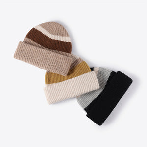 Tricolor Cuffed Knit Beanie