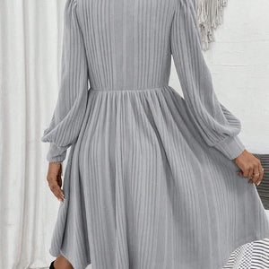 Textured Turtleneck Long Sleeve Dress