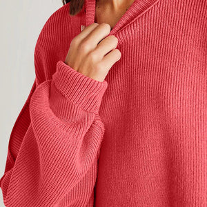 Double Take Side Slit Round Neck Long Sleeve Sweater