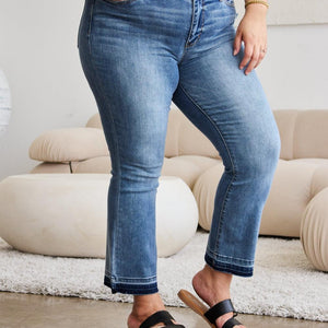 Judy Blue Full Size Release Hem Cropped Bootcut Jeans