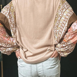 Printed Round Neck Long Sleeve Top