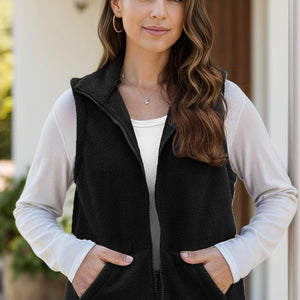 Zip Up Vest Coat with Pockets