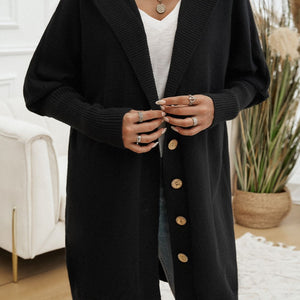 Devine Button Up Long Sleeve Hooded Cardigan