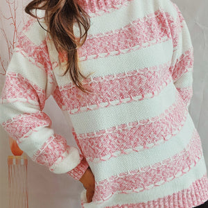 Striped Turtleneck Long Sleeve Sweater