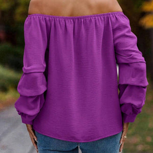 Ruched Off-Shoulder Long Sleeve Blouse