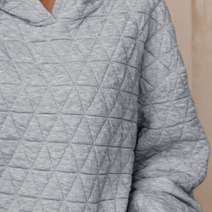 Textured Long Sleeve Hoodie with Pockets