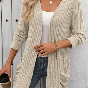 Mandy Open Front Long Sleeve Ribbed Cardigan