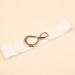 Ribbed Alloy Buckle Elastic Belt