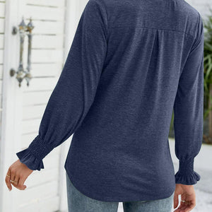 Full Size Notched Long Sleeve T-Shirt