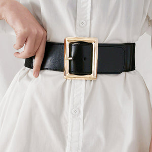 Rectangle Buckle Elastic Wide Belt