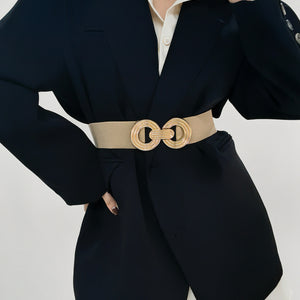 Geometric Buckle Elastic Wide Belt