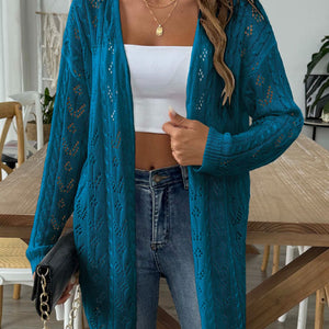 Openwork Open Front Long Sleeve Cardigan