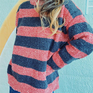 Striped Round Neck Long Sleeve Sweater