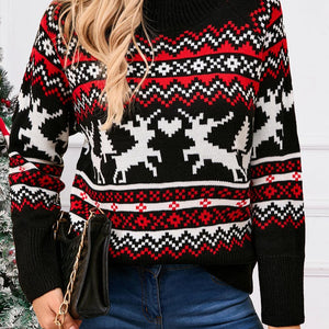 Angel Wings Reindeer Round Neck Long Sleeve Sweater