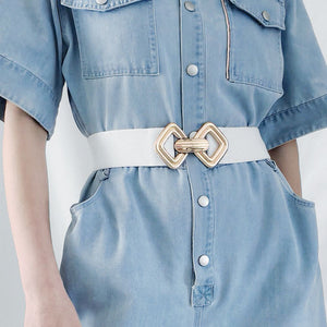 Geometric Buckle Elastic Wide Belt