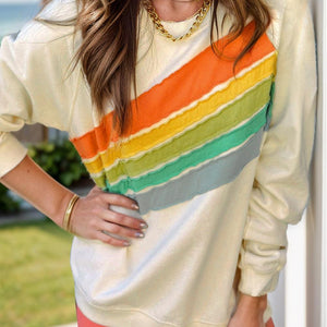 Contrast Round Neck Long Sleeve Sweatshirt