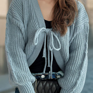 Tied Dropped Shoulder Long Sleeve Cardigan