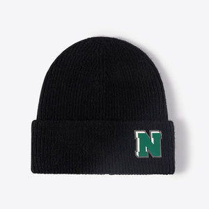 Letter N Patch Cuffed Knit Beanie