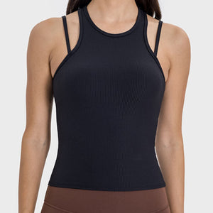 Millennia Cutout Round Neck Racerback Active Tank