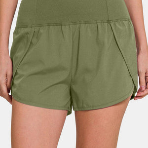 Zenana High-Waisted Zippered Back Pocket Active Shorts