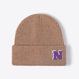 Letter N Patch Cuffed Knit Beanie