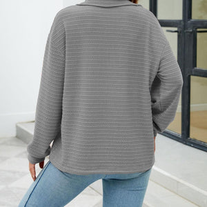 Textured Quarter Zip Long Sleeve Sweatshirt