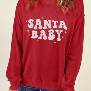 SANTA BABY Round Neck Long Sleeve Sweatshirt