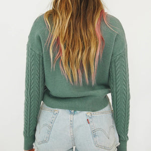 Cable Knit Turtleneck Long Sleeve Sweater