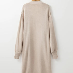 Pocketed Open Front Long Sleeve Cardigan