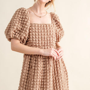 And The Why Full Size Square Neck Puff Sleeve Dress