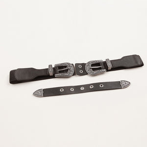 Symmetrical Zinc Alloy Buckle PU Leather Belt