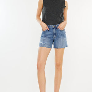 Kancan Distressed High Waist Denim Shorts