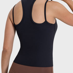 Millennia Cutout Round Neck Racerback Active Tank