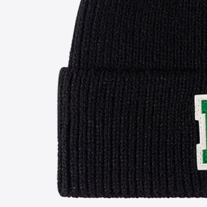 Letter Patch Cuffed Knit Beanie