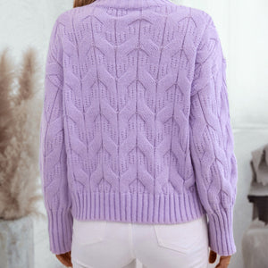 Cable Knit Mock Neck Long Sleeve Sweater