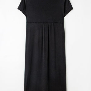 Slit Round Neck Short Sleeve Maxi Dress