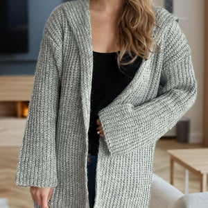 Sequin Detail Long Sleeve Hooded Cardigan