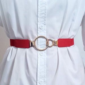 Double Ring Buckle Elastic PU Belt