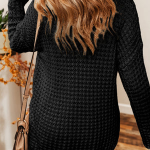 Openwork Round Neck Long Sleeve Sweater