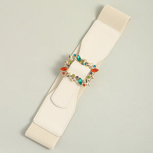 Multicolored Leaf Buckle Elastic Belt