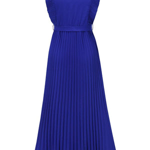 Tied Surplice Cap Sleeve Pleated Dress