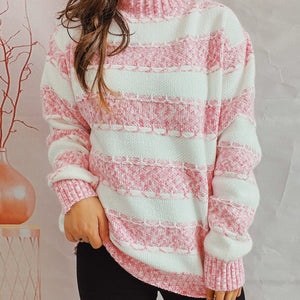 Striped Turtleneck Long Sleeve Sweater