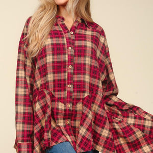 Haptics Plaid Button Down Sharkbite Shirt