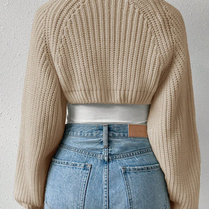 Honey Open Front Long Sleeve Cropped Cardigan