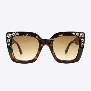 Inlaid Rhinestone Polycarbonate Sunglasses