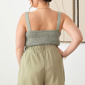 Zenobia Plus Size Half Elastic Waist Shorts with Pockets