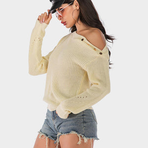 Perfee One Shoulder Long Sleeve Sweater